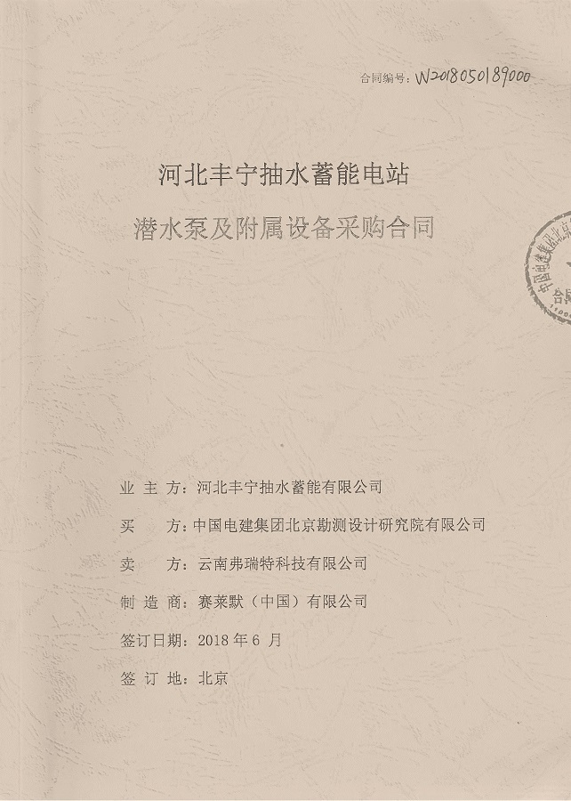 河北豐寧抽水蓄能電站潛水泵