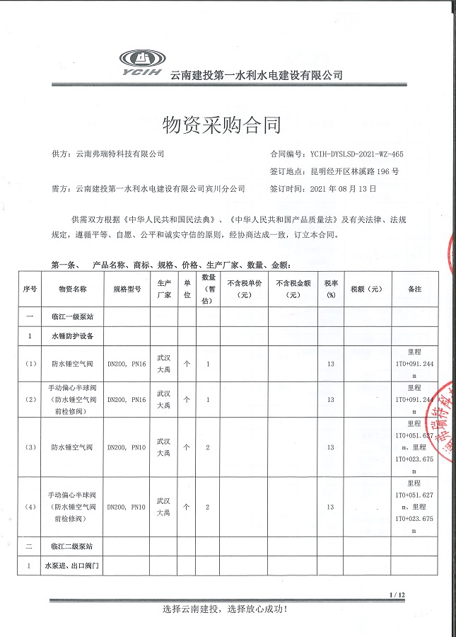 滇中引水工程云南魯?shù)乩娬舅Y源綜合利用配套一期工程泵站閥門